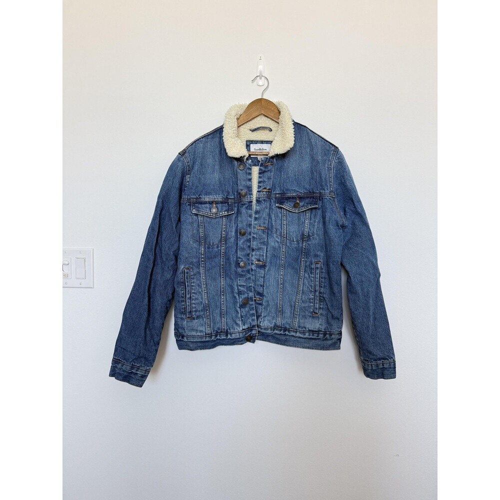 Goodfellow & Co Jacket Mens Medium Sherpa Lined Denim Button Front Insulated